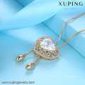 Xuping mujeres collar de oro en forma de corazón en línea China, 18k nueva joyería de imitación de diamante collar de piedra